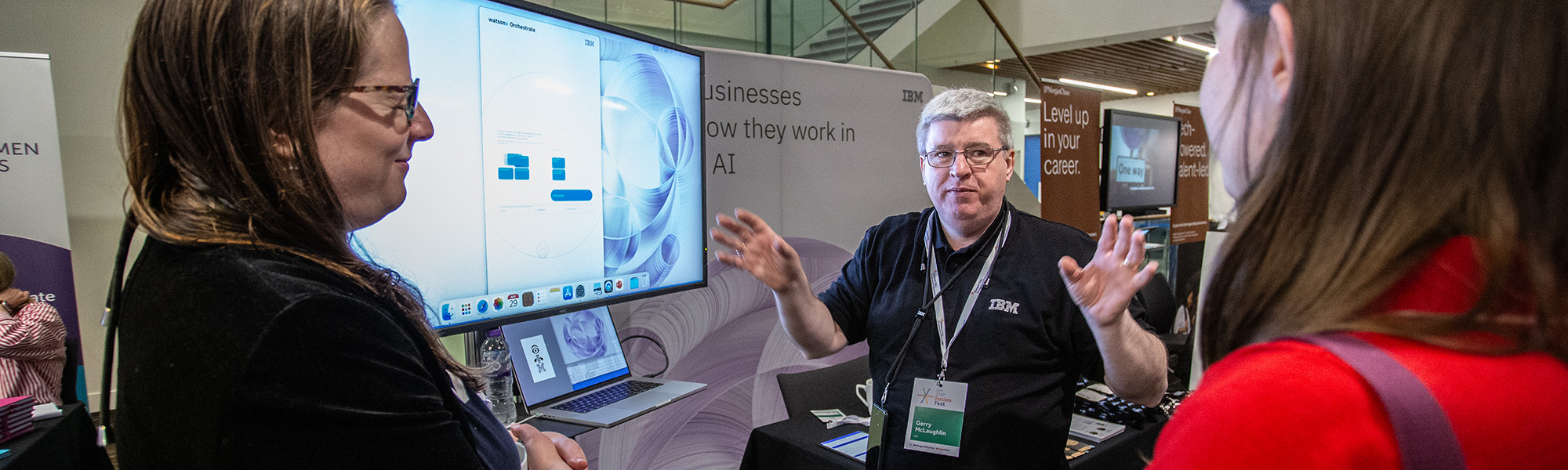 People speaking at an event